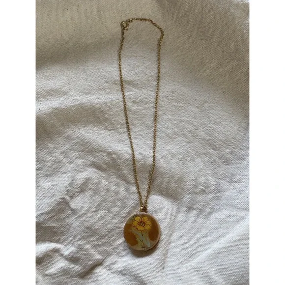 Yellow Flower Pendant Round Wooden - Picture 3 of 4